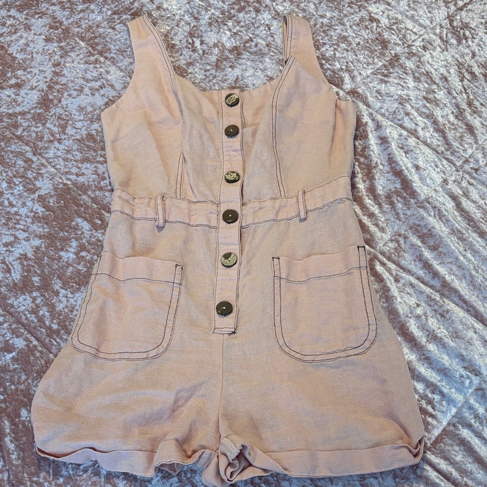 Zara Pink Button-Front Jumpsuit